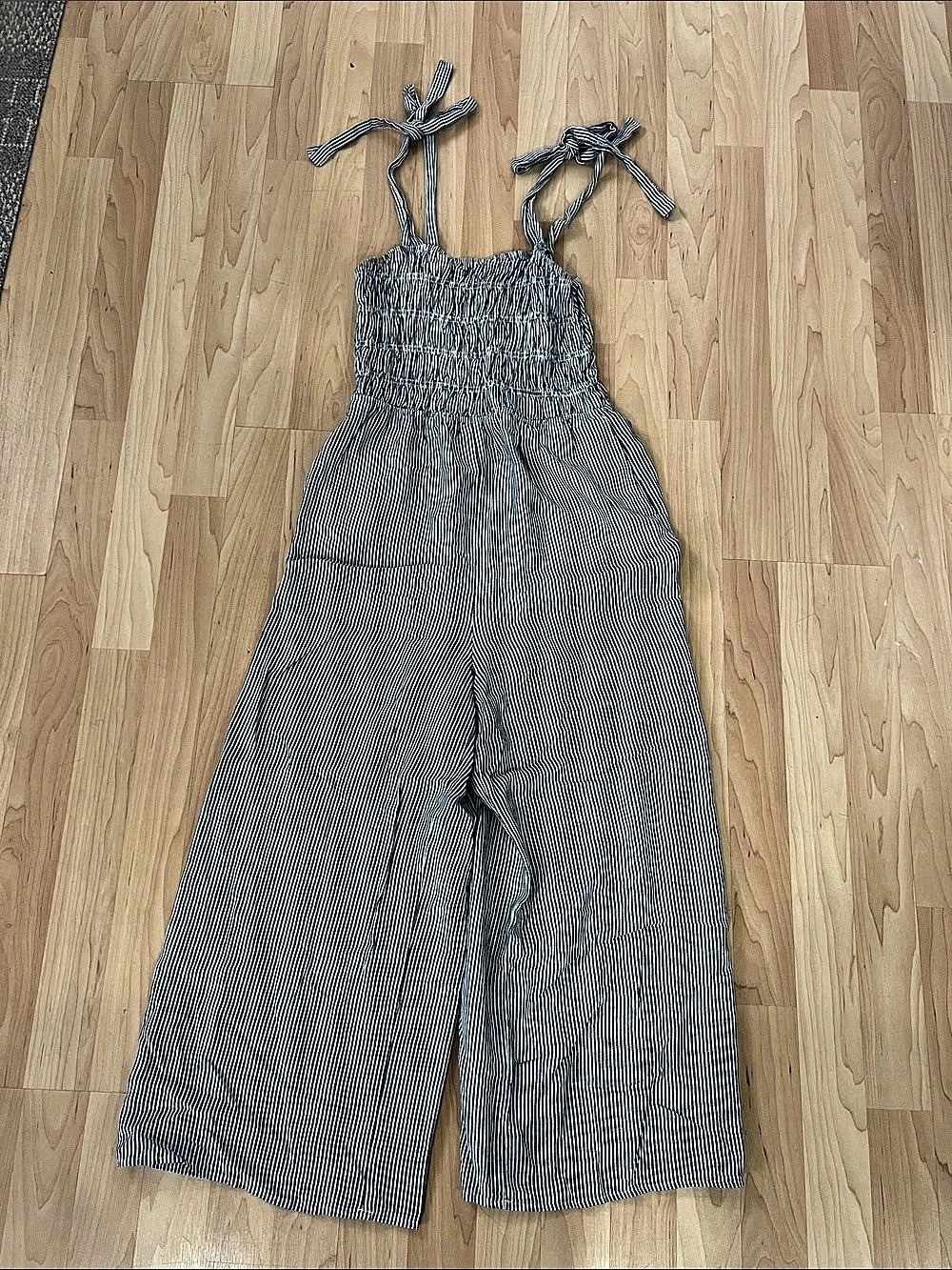 GARAGE Smocked Jumpsuit Striped Wide Leg Black & White size medium